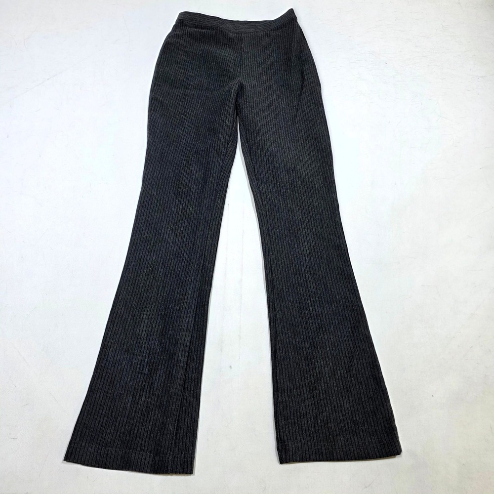 Express Flare Pants Women S Charcoal Gray Ribbed High Waist Stretch Trousers